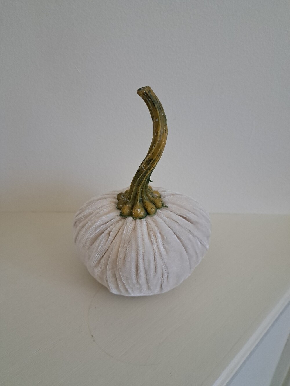 Velvet Decorative Pumpkin with Gold Stem
